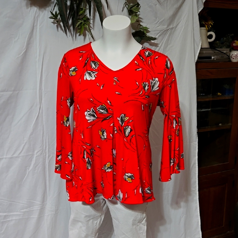 Floral Red Women's Top